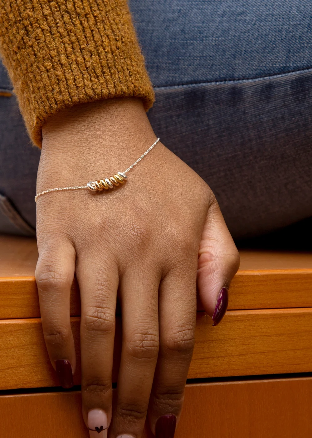 Golden Moments Sterling Silver 'Lucky Rings' Chain Bracelet - One Size Image 3