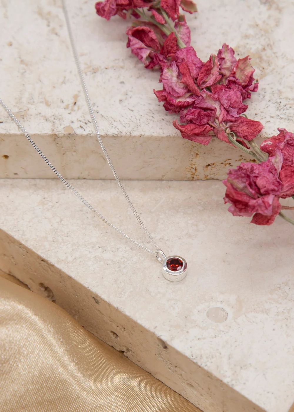 Golden Moments Sterling Silver CZ January Birthstone Necklace - One Size Image 2