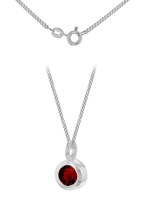 Golden Moments Sterling Silver CZ January Birthstone Necklace - One Size Image 1