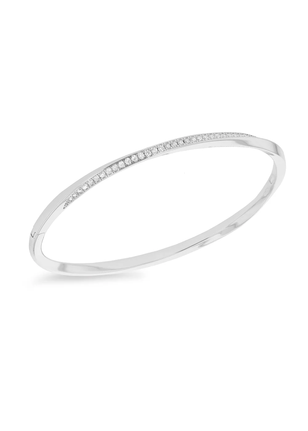 Golden Moments Sterling Silver CZ Twisted-Band Bangle - One Size Image 1