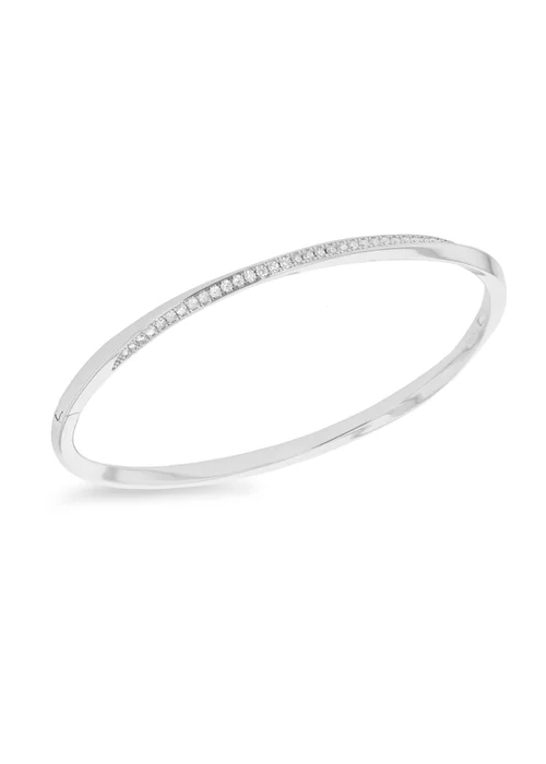 Golden Moments Sterling Silver CZ Twisted-Band Bangle - One Size Image 1