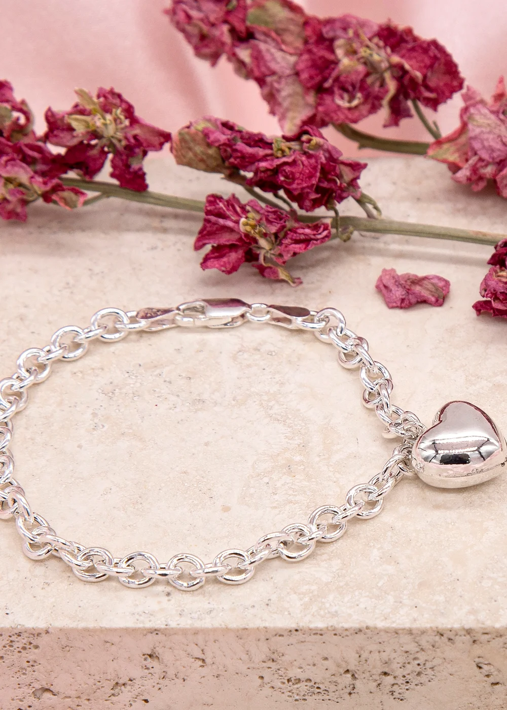 Golden Moments Sterling Silver Puffed-Heart Belcher Bracelet - One Size Image 2