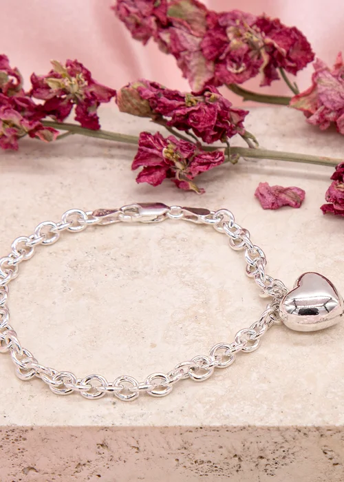Golden Moments Sterling Silver Puffed-Heart Belcher Bracelet - One Size Image 2