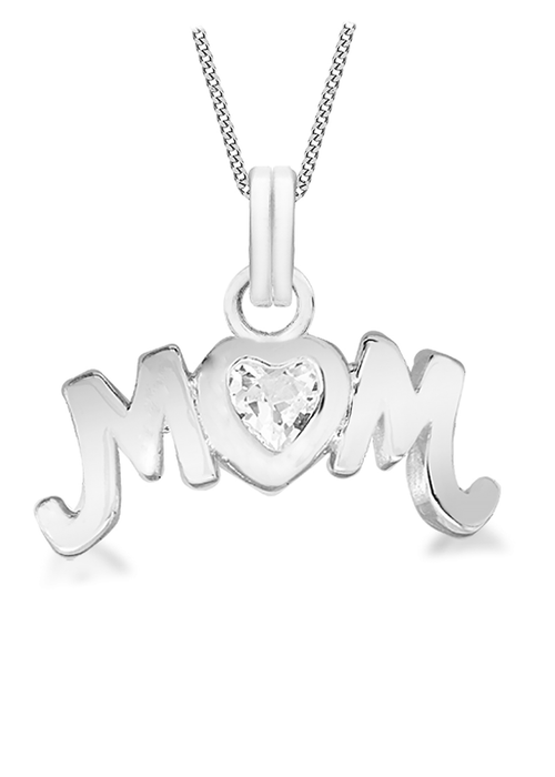 Golden Moments Sterling Silver CZ 'Mum' Necklace - One Size Image 1