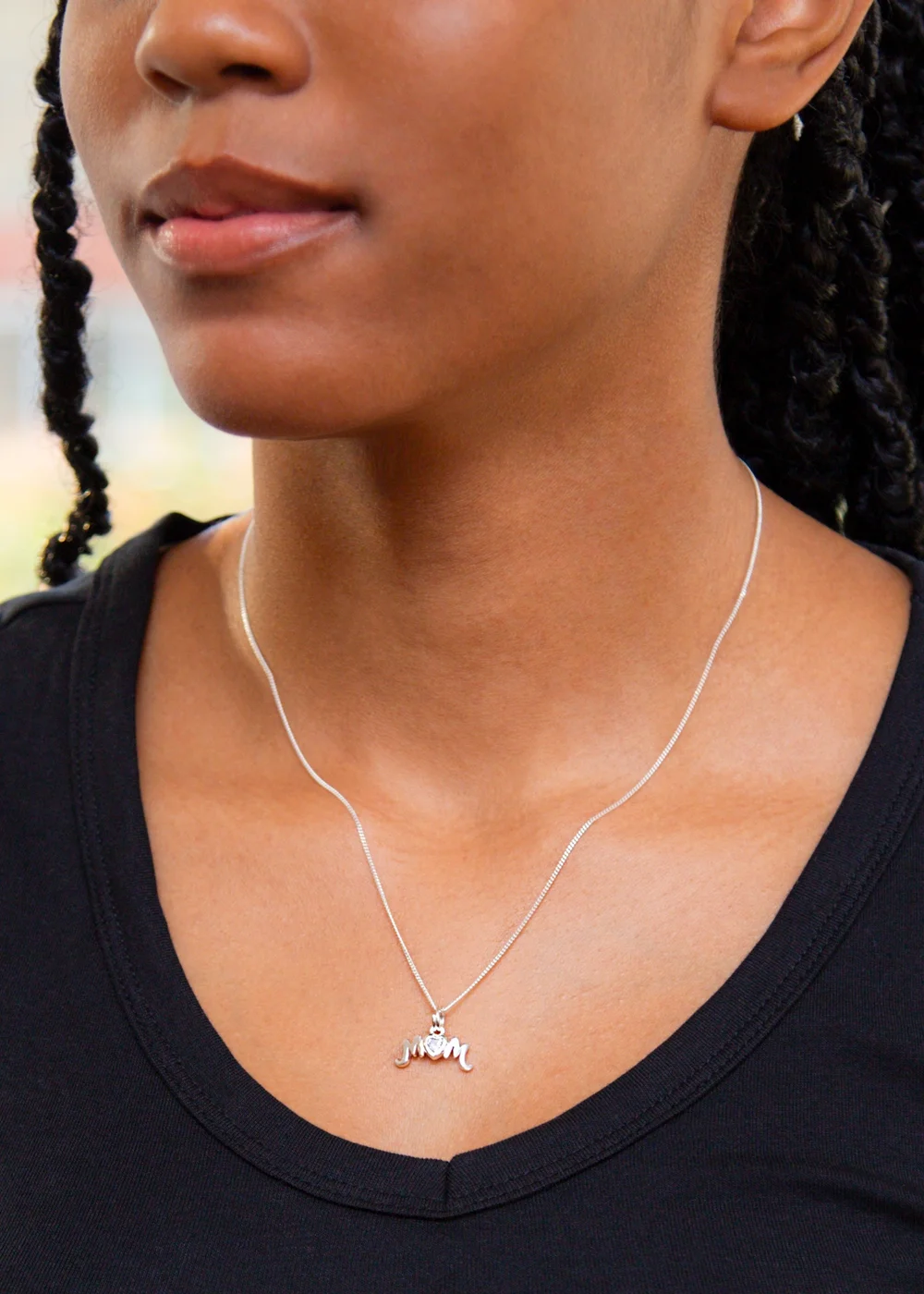 Golden Moments Sterling Silver CZ 'Mum' Necklace - One Size Image 3