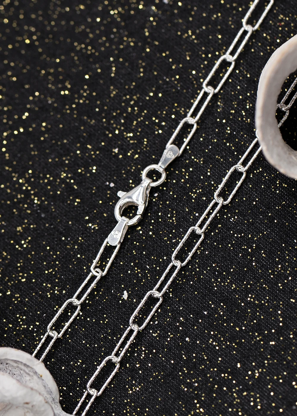 Golden Moments Sterling Silver Diamond Cut Thin Paper Chain - One Size Image 2