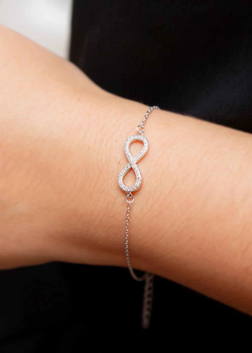 Golden Moments Sterling Silver CZ 'Infinity' Bracelet - One Size Image 3