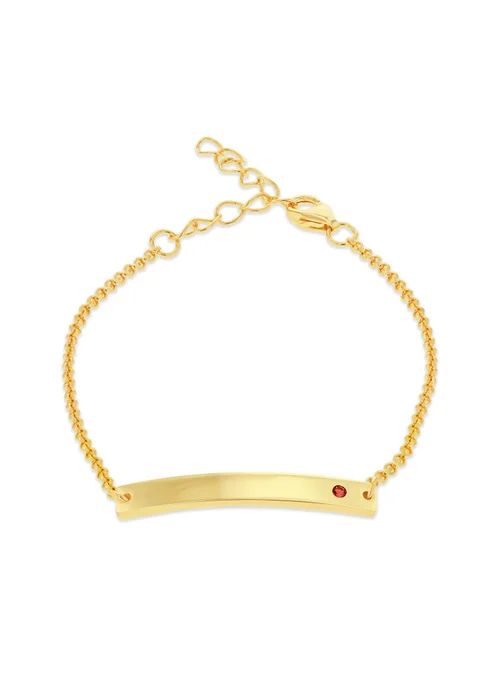 Golden Moments Gold Plated ID Bar January Birthstone CZ Bracelet - One Size Image 1