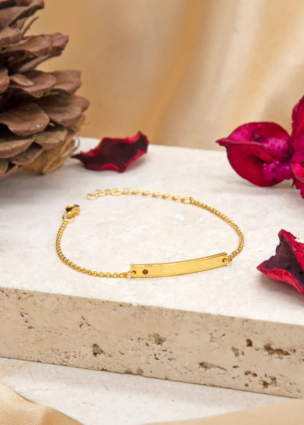 Golden Moments Gold Plated ID Bar January Birthstone CZ Bracelet - One Size Image 2