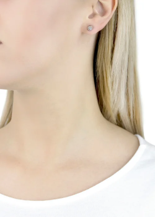 Golden Moments Sterling Silver Rose Gold Plated CZ Heart Stud Earrings - One Size Image 3