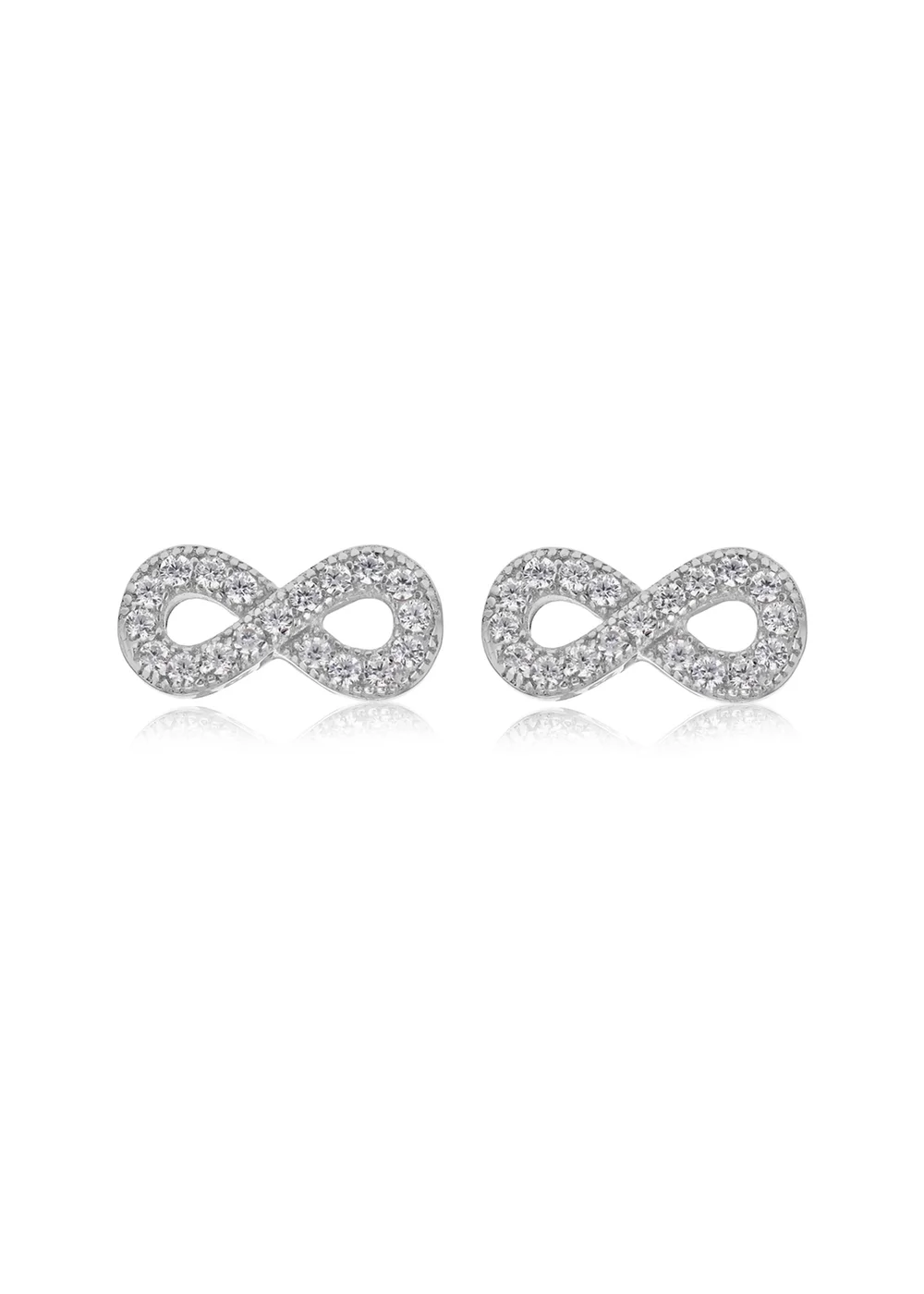 Golden Moments Sterling Silver CZ 'Infinity' Stud Earrings - One Size Image 1
