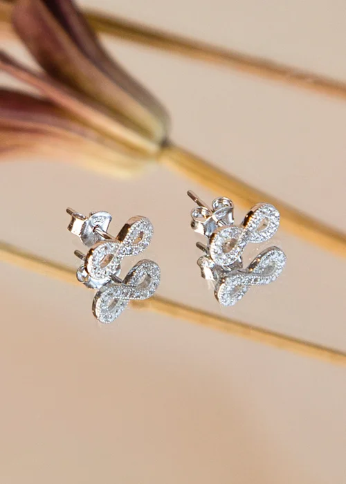 Golden Moments Sterling Silver CZ 'Infinity' Stud Earrings - One Size Image 2