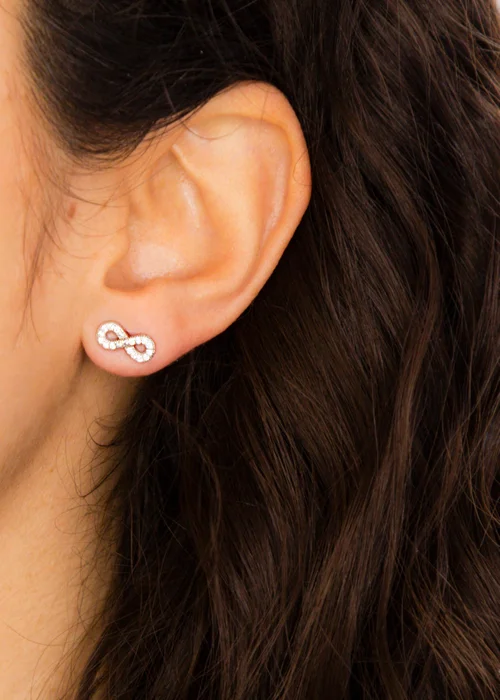 Golden Moments Sterling Silver CZ 'Infinity' Stud Earrings - One Size Image 3