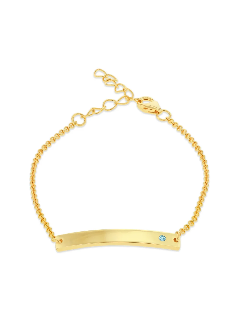 Golden Moments Gold Plated ID Bar March Birthstone CZ Bracelet - One Size Image 1