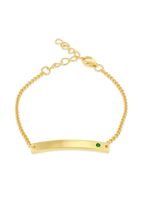 Golden Moments Gold Plated ID Bar May Birthstone CZ Bracelet - One Size Image 1