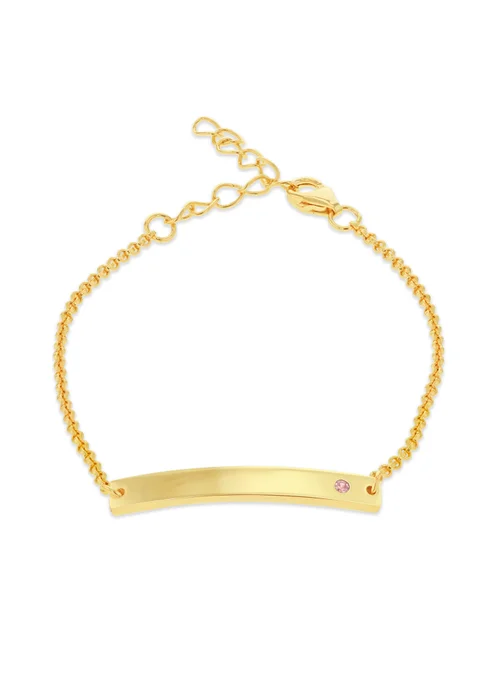 Golden Moments Gold Plated ID Bar October Birthstone CZ Bracelet - One Size Image 1