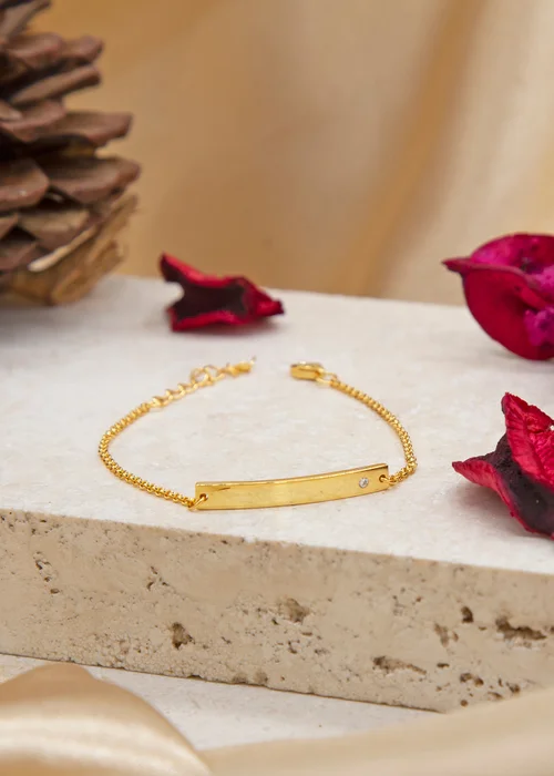Golden Moments Gold Plated ID Bar April Birthstone CZ Bracelet - One Size Image 2