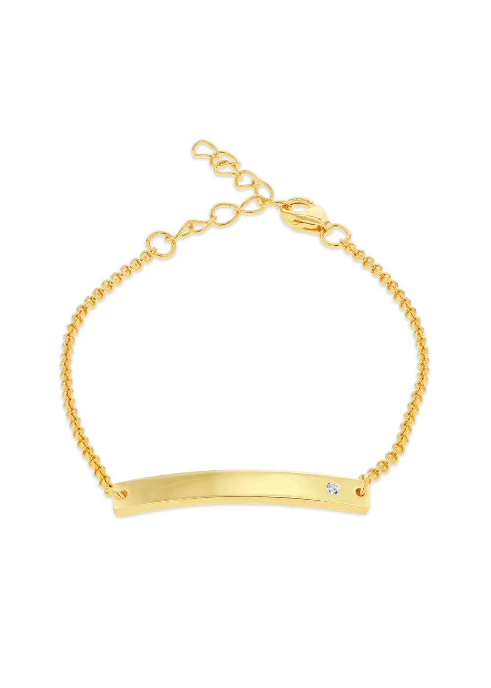 Golden Moments Gold Plated ID Bar April Birthstone CZ Bracelet - One Size Image 1