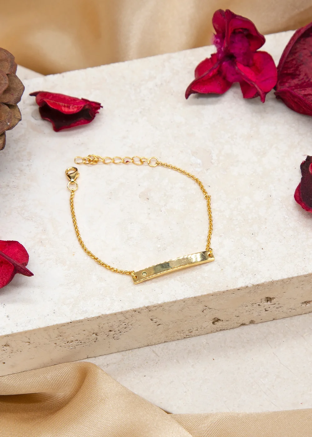 Golden Moments Gold Plated ID Bar August Birthstone CZ Bracelet - One Size Image 2
