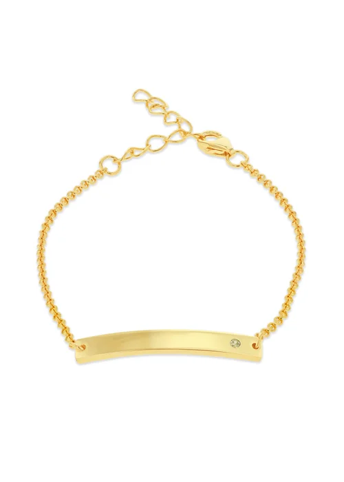 Golden Moments Gold Plated ID Bar August Birthstone CZ Bracelet - One Size Image 1