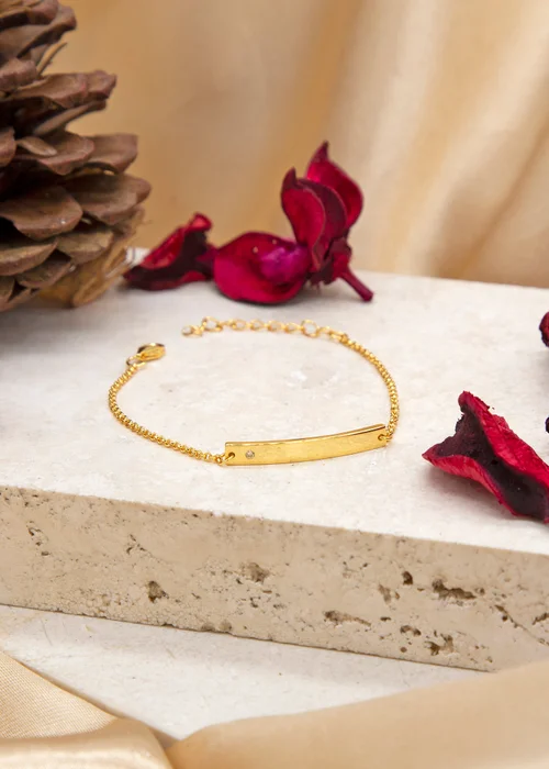 Golden Moments Gold Plated ID Bar November Birthstone CZ Bracelet - One Size Image 2