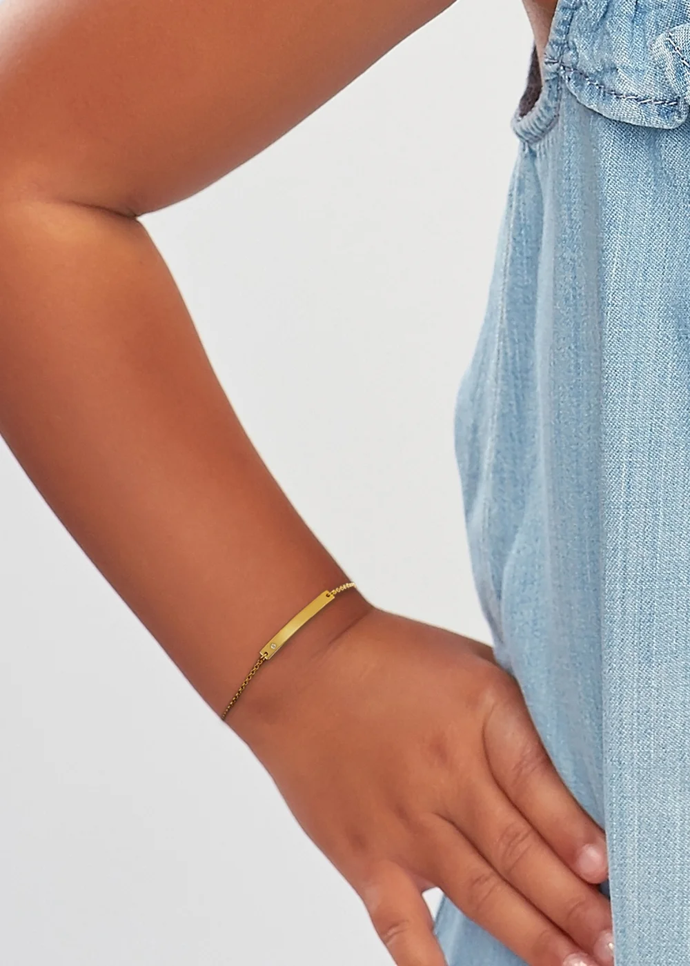 Golden Moments Gold Plated ID Bar November Birthstone CZ Bracelet - One Size Image 3