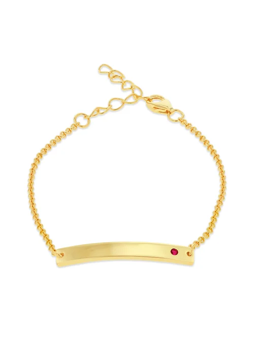Golden Moments Gold Plated ID Bar July Birthstone CZ Bracelet - One Size Image 1