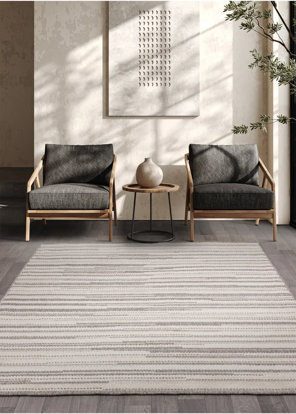 Asiatic Camber Stripe Grey Rug - 80 x 150 Image 1