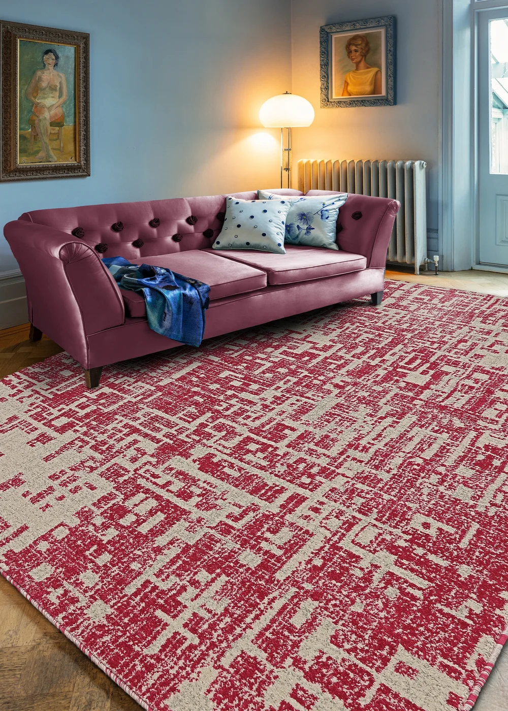 Asiatic Abstract Rug Asiatic Abstract Fuchsia Rug - 80 x 150 | Matalan