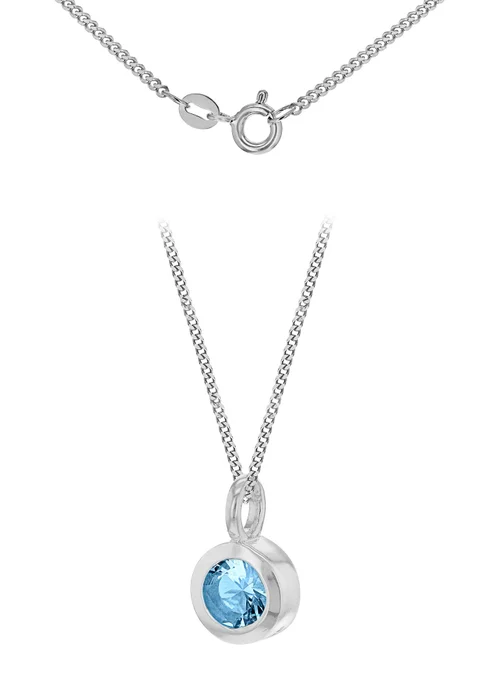 Golden Moments Sterling Silver CZ December Birthstone Necklace - One Size Image 1