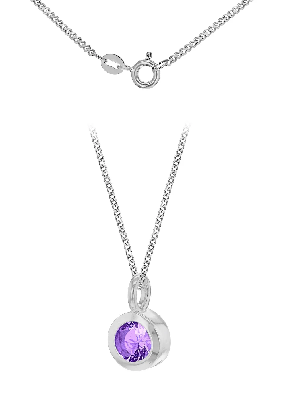 Golden Moments Sterling Silver CZ February Birthstone Necklace - One Size Image 1