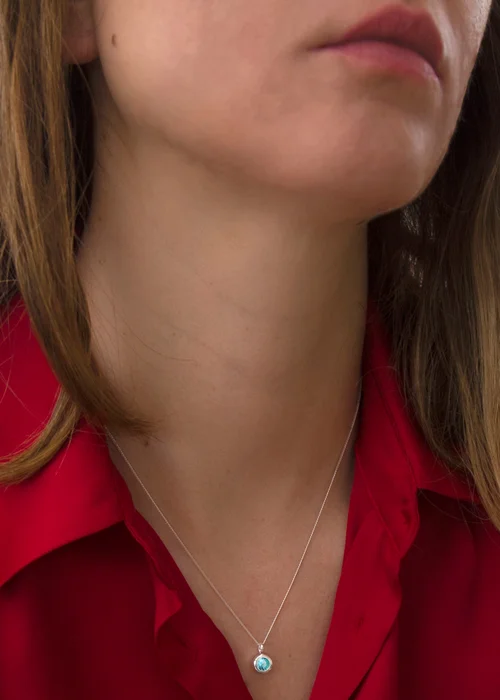 Golden Moments Sterling Silver CZ March Birthstone Necklace - One Size Image 3