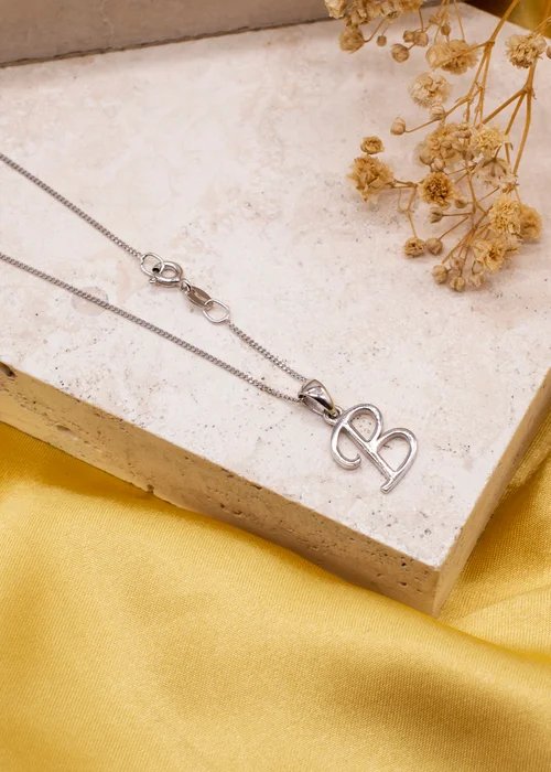 Golden Moments Sterling Silver Diamond 'B' Initial Necklace - B Image 2