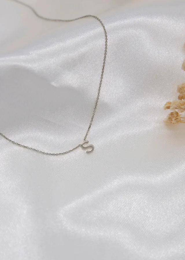 Golden Moments Sterling Silver 'S' Initial Necklace