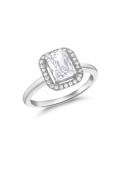 Golden Moments Sterling Silver CZ Princess Cluster Ring - Small Image 1