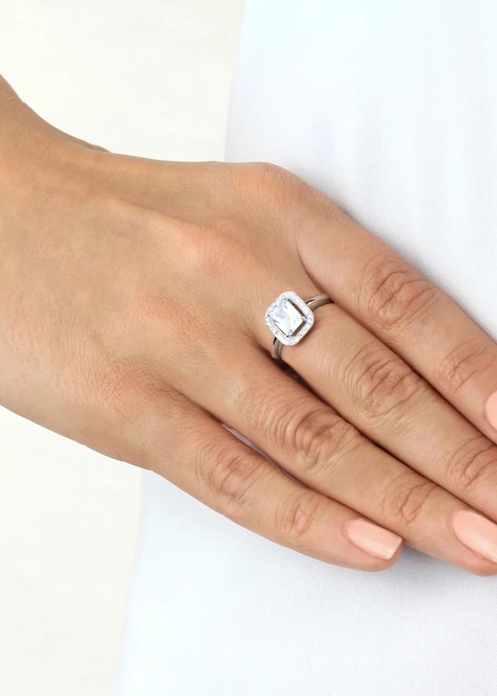 Golden Moments Sterling Silver CZ Princess Cluster Ring - Small Image 3