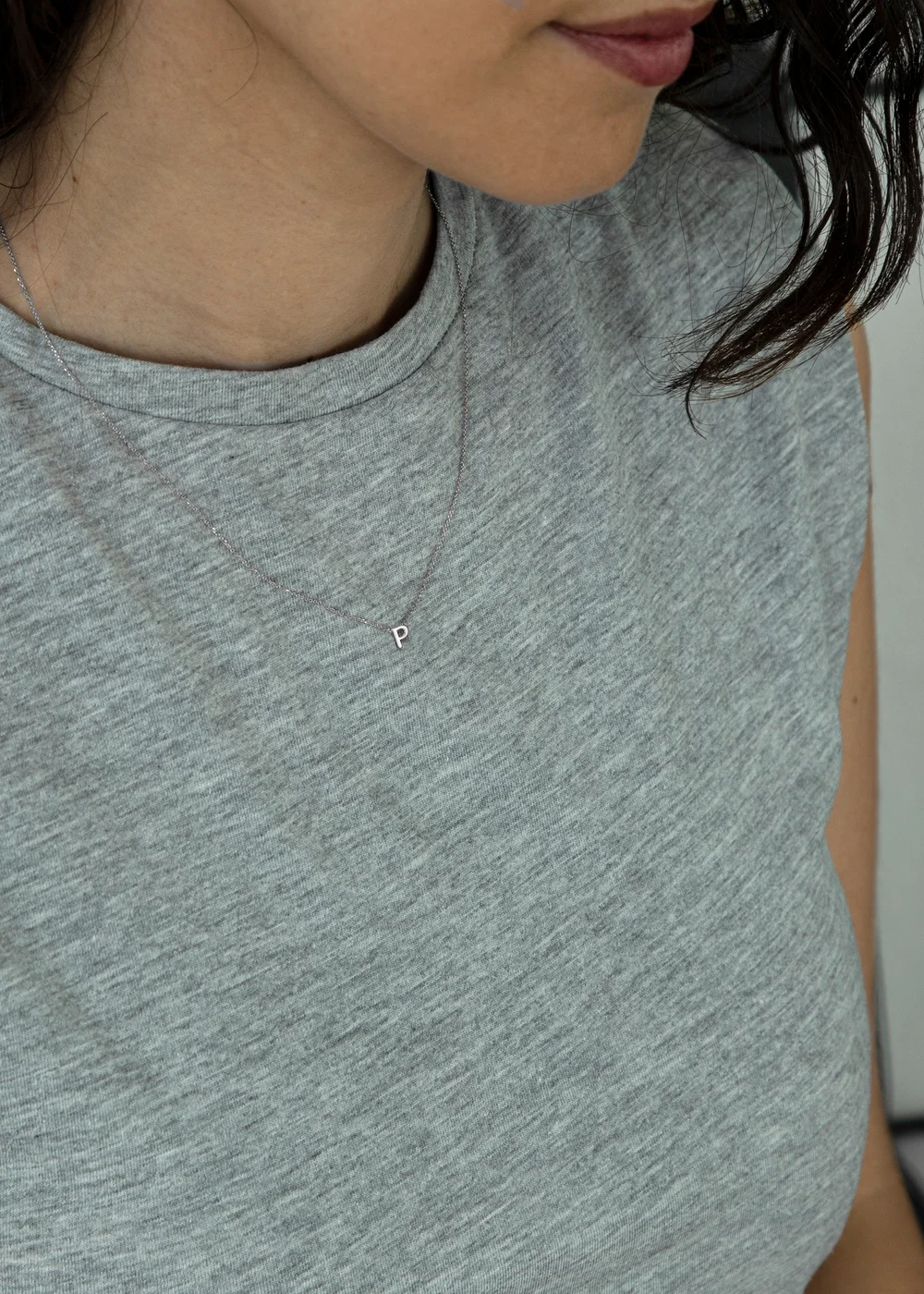 Golden Moments Sterling Silver 'P' Initial Necklace - P Image 3