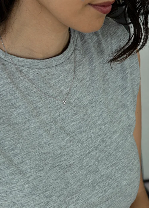 Golden Moments Sterling Silver 'P' Initial Necklace - P Image 3