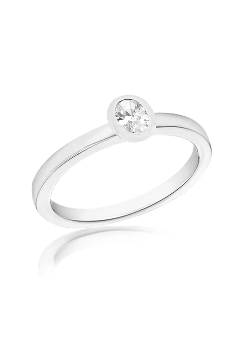 Golden Moments Sterling Silver White Oval CZ Band Ring - Large Image 1