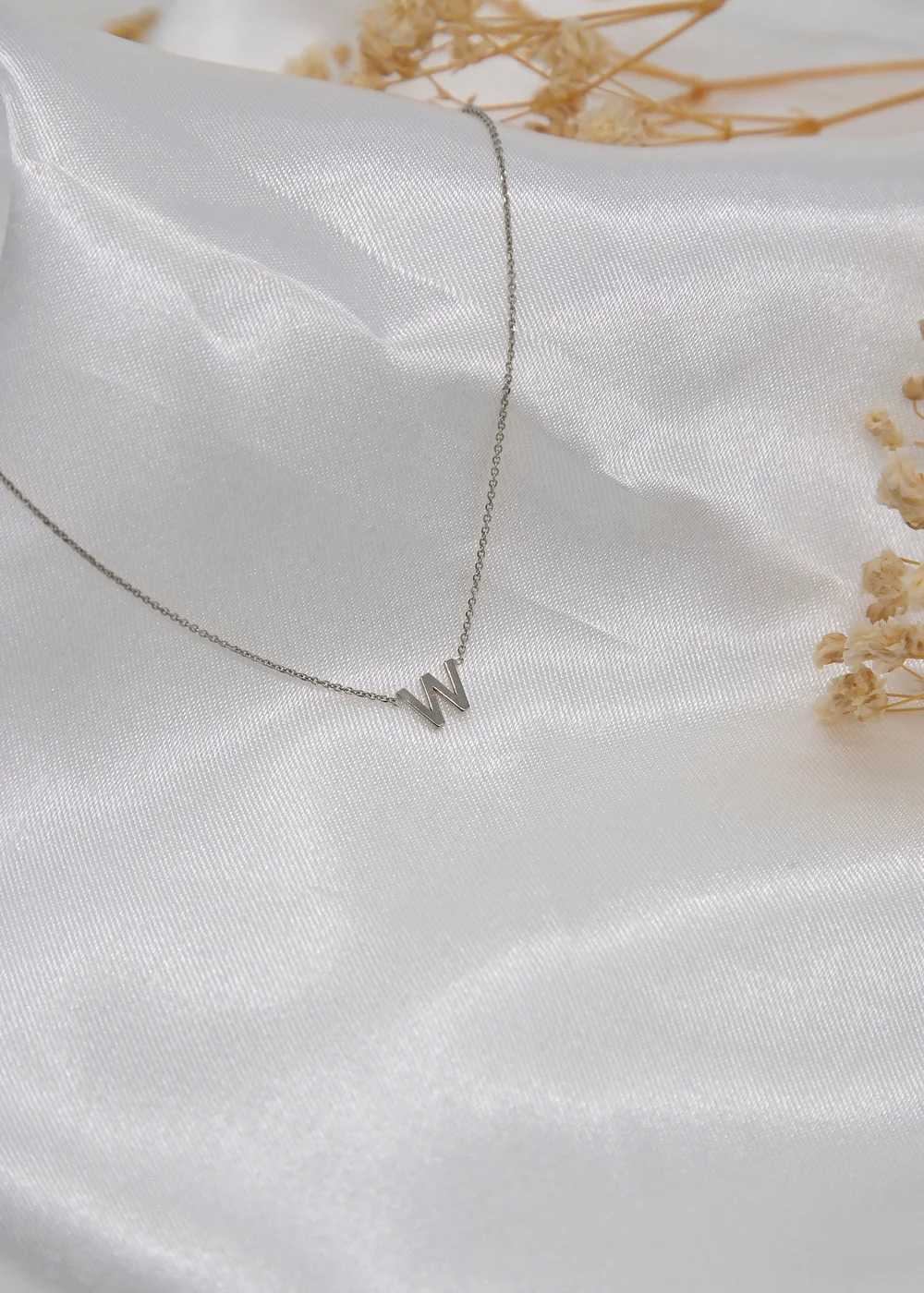 Golden Moments Sterling Silver 'W' Initial Necklace - W Image 2