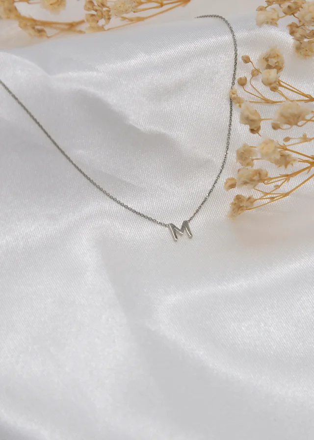 Golden Moments Sterling Silver 'M' Initial Necklace