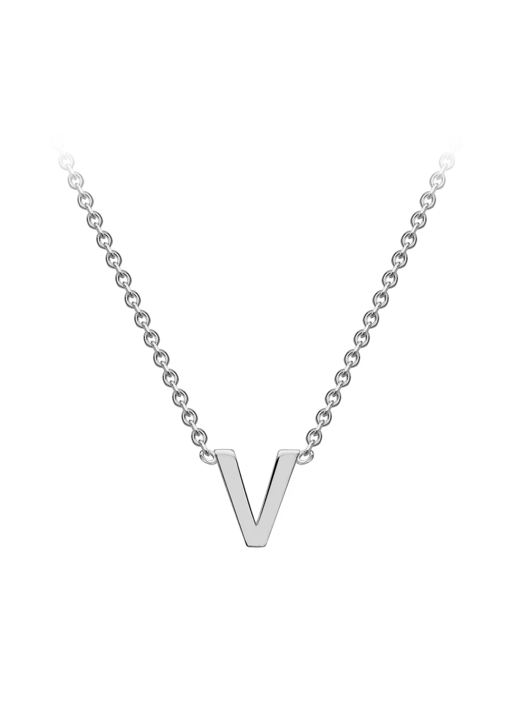 Golden Moments Sterling Silver 'V' Initial Necklace - V Image 1