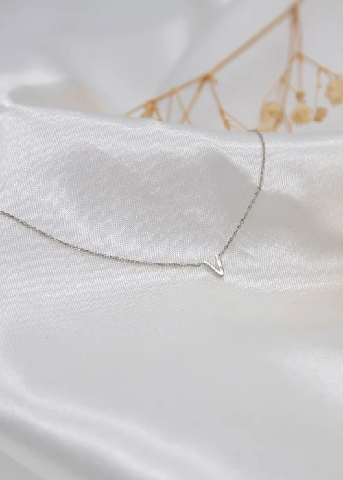 Golden Moments Sterling Silver 'V' Initial Necklace - V Image 2