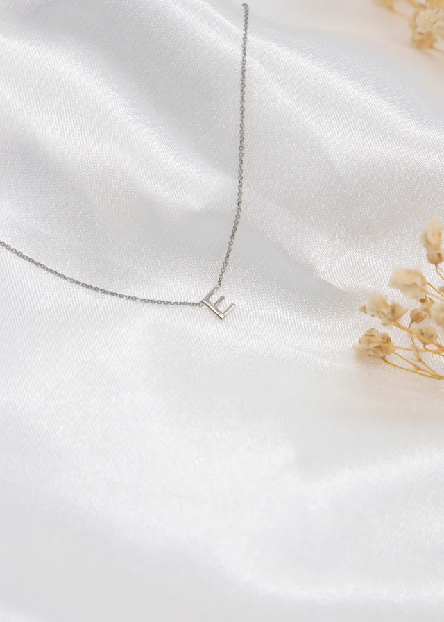 Golden Moments Sterling Silver 'E' Initial Necklace