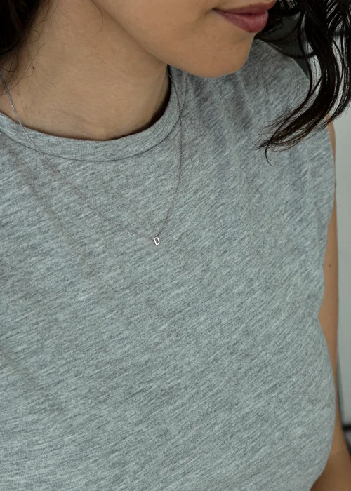 Golden Moments Sterling Silver 'D' Initial Necklace - D Image 3