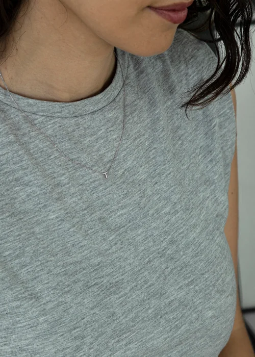 Golden Moments Sterling Silver 'T' Initial Necklace - T Image 3