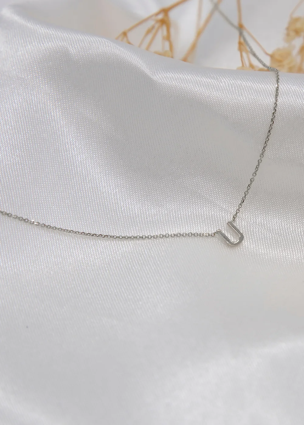 Golden Moments Sterling Silver 'U' Initial Necklace - U Image 2