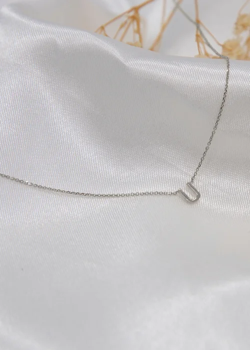 Golden Moments Sterling Silver 'U' Initial Necklace - U Image 2