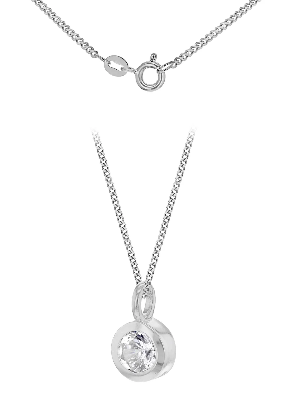 Golden Moments Sterling Silver CZ April Birthstone Necklace - One Size Image 1