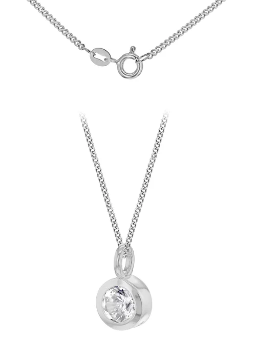 Golden Moments Sterling Silver CZ April Birthstone Necklace - One Size Image 1